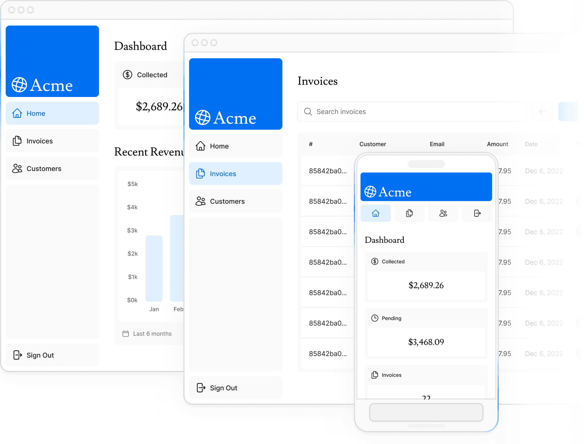 Screenshot of the Acme homepage